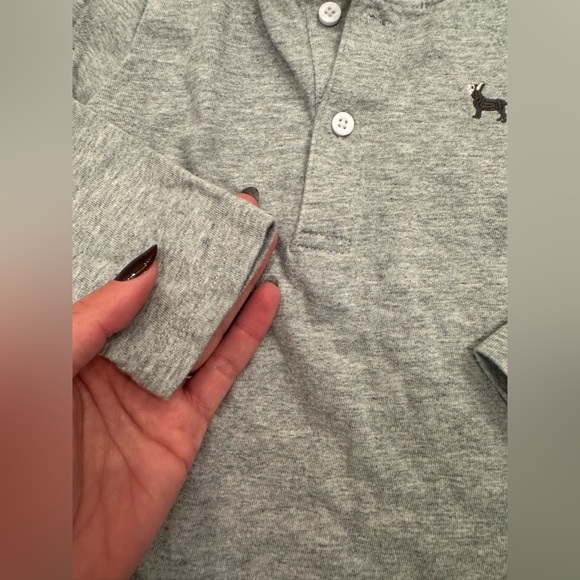 Janie and Jack Boy’s Long Sleeve Henley Gray Shirt - Picture 4 of 5